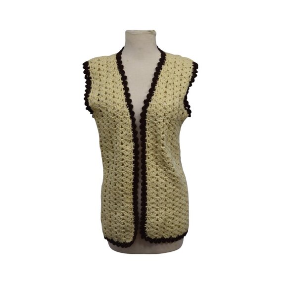 Vintage Crochet Vest Cardigan Artisan Hand Made - Picture 2 of 4